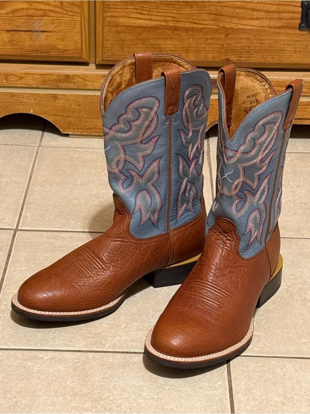 TwistedX Mens WCM0001 Cattleman AZTEC GLAZED BRN/GRAY LEATHER  COWBOY BOOTS 9.5B